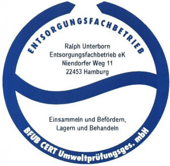 Zertifizierung Zeichen Fachbetrieb Entsorung Hamburg Ralph Unterborn